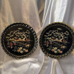 Vintage Baret Ware Cathay Toleware Cocktail Tray 9" England, set of 2